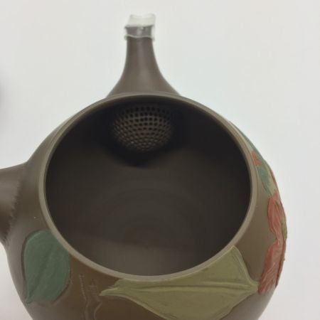   常滑焼　昭陽作　椿　 茶器揃(急須・湯冷・煎茶碗五客) 未使用品