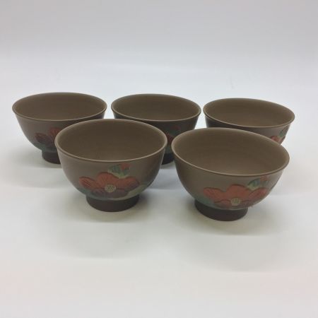   常滑焼　昭陽作　椿　 茶器揃(急須・湯冷・煎茶碗五客) 未使用品