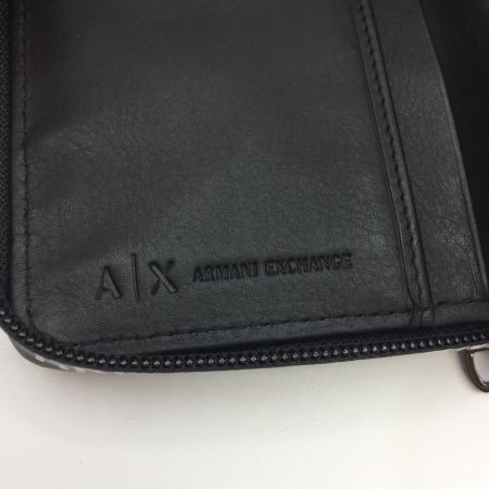  ARMANI EXCHANGE  アルマーニエクスチェンジ AX ラウンドロゴファスナー レザー長財布 ブラック 中古品