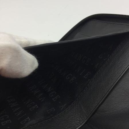  ARMANI EXCHANGE  アルマーニエクスチェンジ AX ラウンドロゴファスナー レザー長財布 ブラック 中古品
