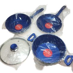 ◎◎  Flavor Stone フレーバーストーン フライパン×2 両手鍋 専用ガラス蓋 24cm 調理器具 4点セット Sランク