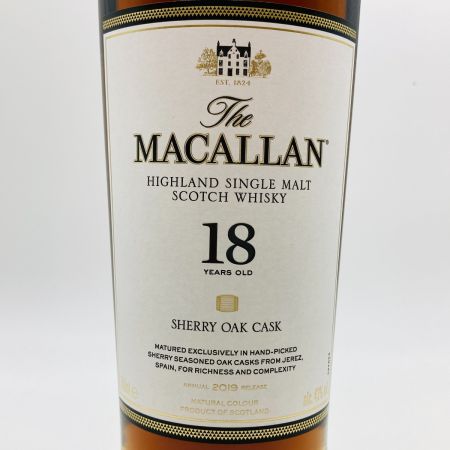  The MACALLAN マッカラン MACALLAN マッカラン 18年 700ml 43% シェリーオークカスク 未開栓