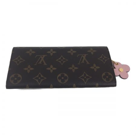 LOUIS VUITTON ルイヴィトン モノグラム ポルトフォイユ・エミリー 長財布 フラワーモチーフ チャーム付 M68313  ブラウン｜中古｜なんでもリサイクルビッグバン