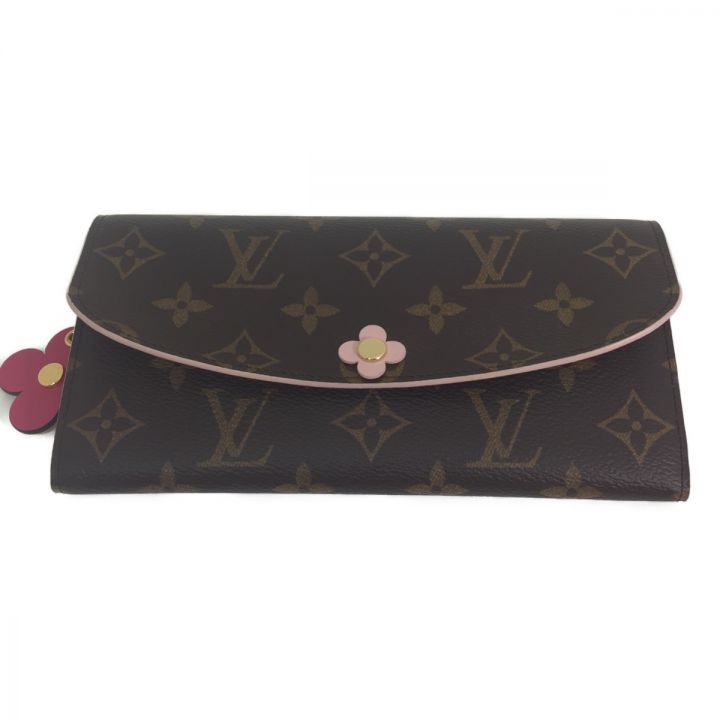 LOUIS VUITTON ルイヴィトン モノグラム ポルトフォイユ・エミリー 長財布 フラワーモチーフ チャーム付 M68313  ブラウン｜中古｜なんでもリサイクルビッグバン