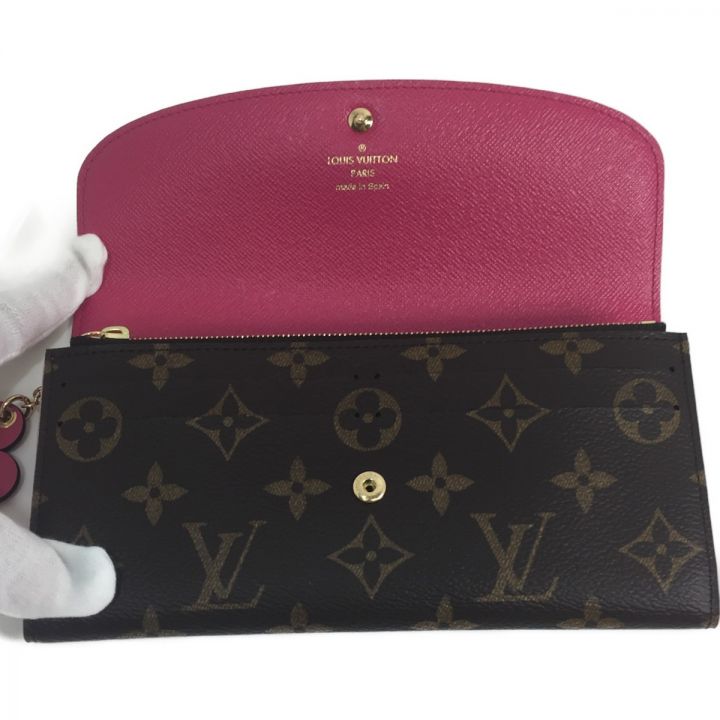 LOUIS VUITTON ルイヴィトン モノグラム ポルトフォイユ・エミリー 長財布 フラワーモチーフ チャーム付 M68313  ブラウン｜中古｜なんでもリサイクルビッグバン