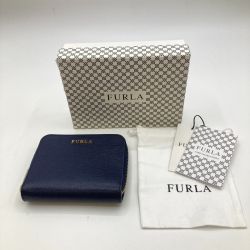 ◎◎ FURLA フルラ 2つ折り財布 ミニ財布 ラウンドファスナー  箱付 ネイビー Aランク
