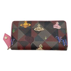 ◎◎ Vivienne Westwood ヴィヴィアン・ウエストウッド ラウンドファスナー 長財布 LOGOMANIA 32162 ピンク Bランク