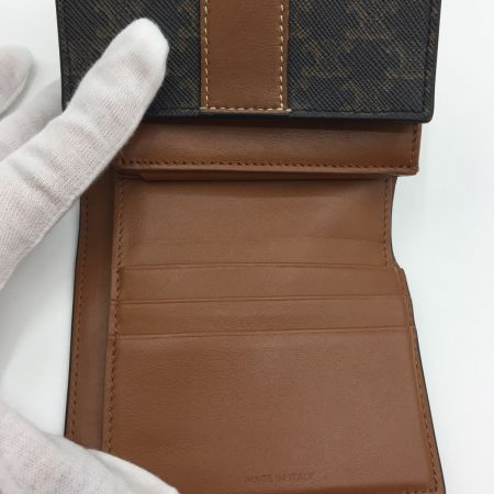  CELINE セリーヌ スモール トリフォールドウォレット / トリオンフキャンバス＆ラムスキン タン 三つ折り　財布　中古品
