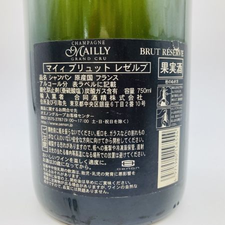  MAILLY GRAND CRU シャンパン マイィ・グラン・クリュ・ブリュット・レゼルヴ 750ml 12% 未開栓