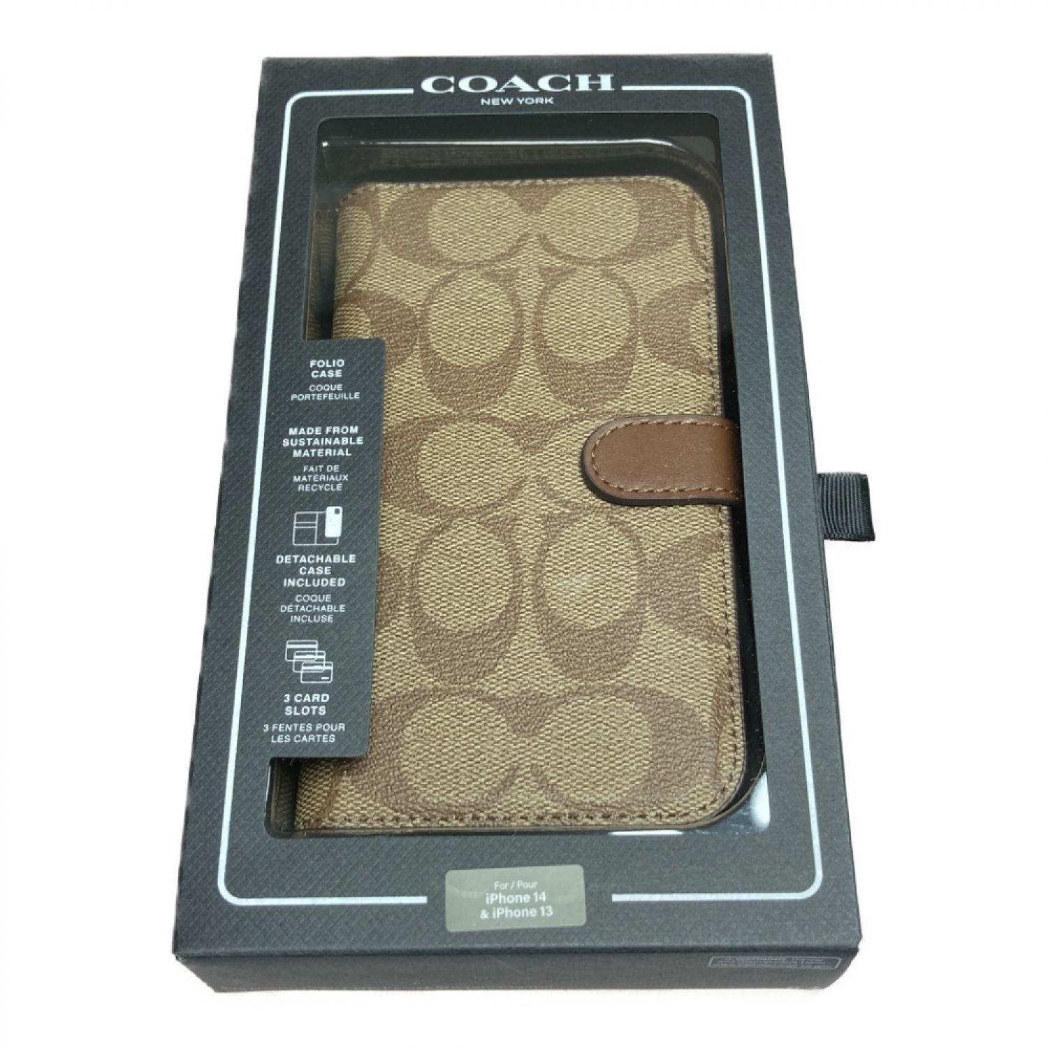 中古】 COACH コーチ スマホケース 手帳型 iPhone13/14対応 Sランク