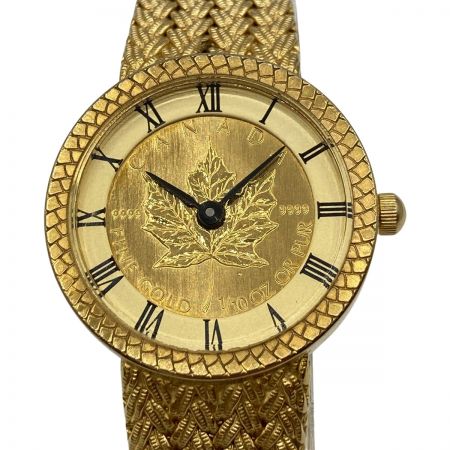  Helene de Michel 腕時計 クォーツ カナダメープルリーフ 1/10OZ 金貨 IS-V ゴールド