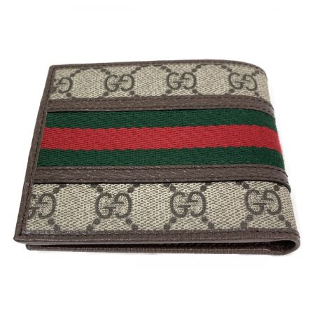  GUCCI グッチ 二つ折り財布 オフィディア GGスプリーム 箱・布袋付 597609 グリーン x レッド