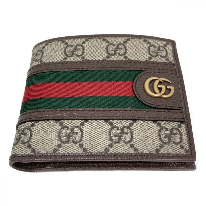 GUCCI グッチ 二つ折り財布 オフィディア GGスプリーム 箱・布袋付 597609 グリーン x レッド｜中古｜なんでもリサイクルビッグバン