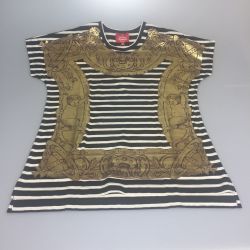 ◎◎ Vivienne Westwood ヴィヴィアン・ウエストウッド 額縁ボーダーカットソー 16-12-301020 ブラック×ホワイト×ゴールド 未使用品 Sランク