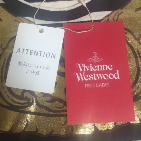  Vivienne Westwood ヴィヴィアン・ウエストウッド 額縁ボーダーカットソー 16-12-301020 ブラック×ホワイト×ゴールド 未使用品