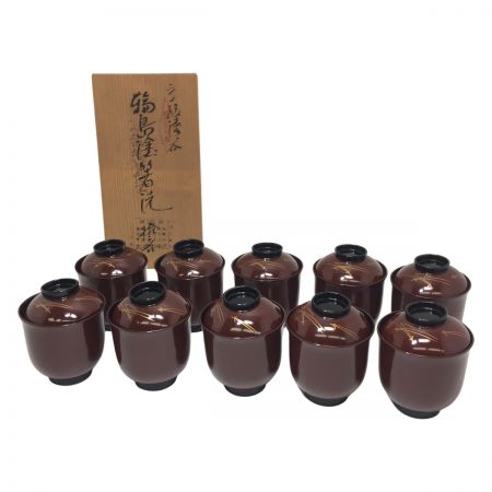 中古】 漆器 輪島塗 箸洗 拾客 10客 蓋付き椀 小吸物椀 Aランク｜総合