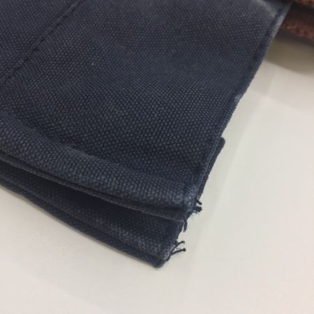  HERMES エルメス フランス製 フールトゥ PM  ハンドバッグ   トートバック　コットン キャンバス ネイビー