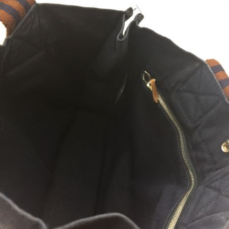  HERMES エルメス フランス製 フールトゥ PM  ハンドバッグ   トートバック　コットン キャンバス ネイビー