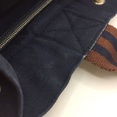  HERMES エルメス フランス製 フールトゥ PM  ハンドバッグ   トートバック　コットン キャンバス ネイビー