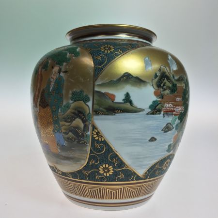   九谷焼 仲田錦玉 花瓶 箱付 傷あり