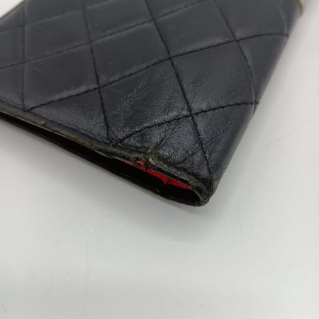  CHANEL シャネル カンボンライン 二つ折り 長財布 ココマーク A26717 ブラック x ピンク