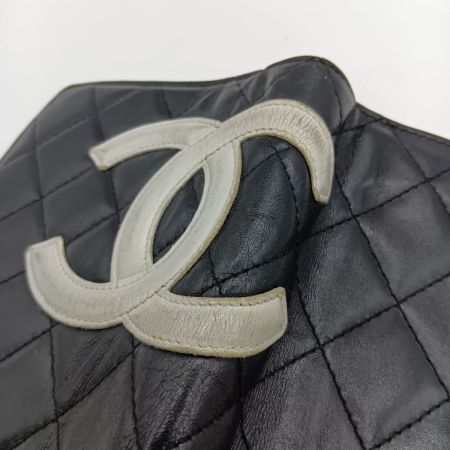  CHANEL シャネル カンボンライン 二つ折り 長財布 ココマーク A26717 ブラック x ピンク
