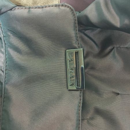  balmain バルマン ダウンコート　裏地総柄　ブルーフォックスファー　 Y101D-75F パープル フードなし