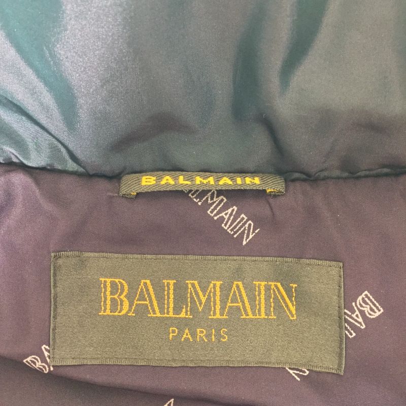 中古】 balmain バルマン ダウンコート 裏地総柄 ブルーフォックス