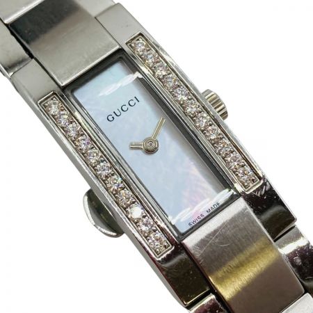  GUCCI グッチ 4600L レディース 腕時計 クォーツ シェル文字盤 ダイヤベゼル シルバー 箱付