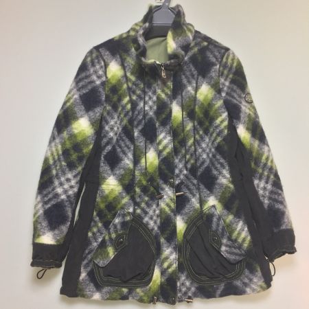 ITALIYA イタリヤ ウール混 ジャケット  中古品　毛玉あり 198120-1E ブラック×ホワイト×黄緑