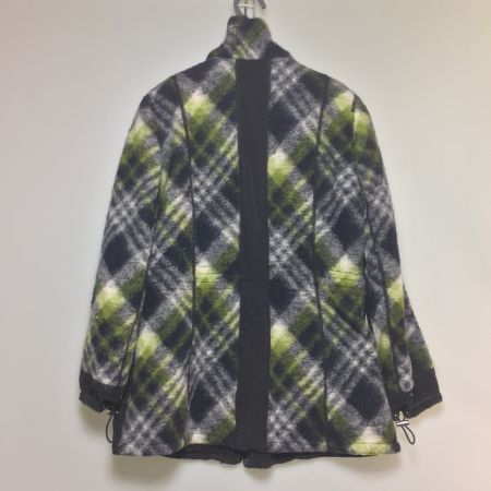  ITALIYA イタリヤ ウール混 ジャケット  中古品　毛玉あり 198120-1E ブラック×ホワイト×黄緑