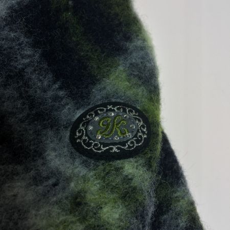  ITALIYA イタリヤ ウール混 ジャケット  中古品　毛玉あり 198120-1E ブラック×ホワイト×黄緑