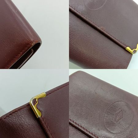  Cartier カルティエ マストライン 3つ折り財布 レディース ワインレッド