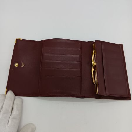  Cartier カルティエ マストライン 3つ折り財布 レディース ワインレッド