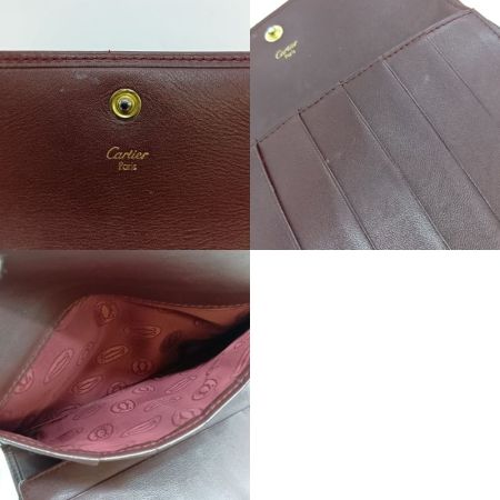 Cartier カルティエ マストライン 3つ折り財布 レディース ワインレッド