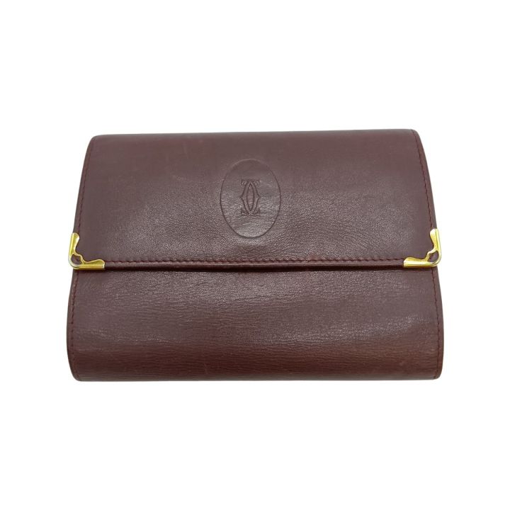 Cartier カルティエ マストライン 3つ折り財布 レディース ワイン