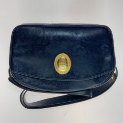 ◎◎ Christian Dior クリスチャンディオール ショルダーバッグ オーバル CD ゴールド金具 ネイビー Bランク