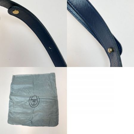  Christian Dior クリスチャンディオール ショルダーバッグ オーバル CD ゴールド金具 ネイビー