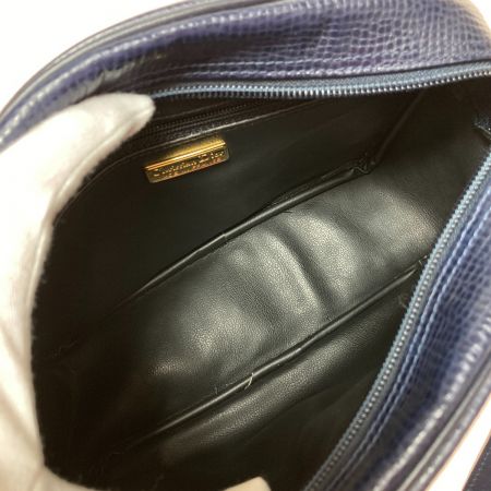  Christian Dior クリスチャンディオール ショルダーバッグ オーバル CD ゴールド金具 ネイビー