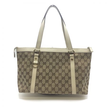  GUCCI グッチ アビーライン 141470 GGキャンバス レザー 141470 ベージュ 中古品　汚れあり