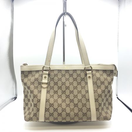  GUCCI グッチ アビーライン 141470 GGキャンバス レザー 141470 ベージュ 中古品　汚れあり