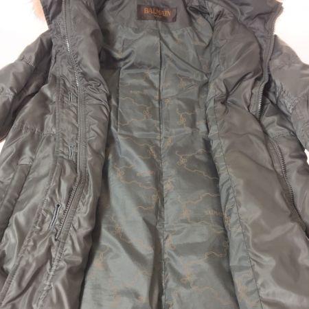  balmain バルマン ダウンコート　裏地総柄　ブルーフォックスファー　 P106D-75F グリーン