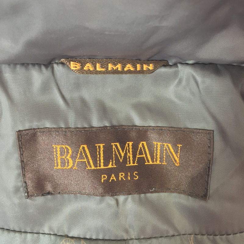 中古】 balmain バルマン ダウンコート 裏地総柄 ブルーフォックス