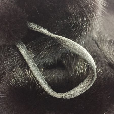  Mawus-M  毛皮ロングコート   FREEサイズ ※袖のリボンスレ有  ネーム入り ブラック 中古品