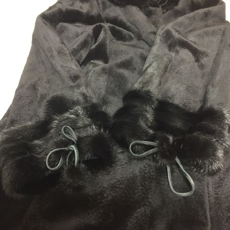 Mawus-M  毛皮ロングコート   FREEサイズ ※袖のリボンスレ有  ネーム入り ブラック 中古品