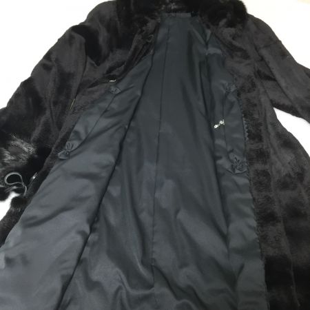  Mawus-M  毛皮ロングコート   FREEサイズ ※袖のリボンスレ有  ネーム入り ブラック 中古品