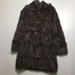 ◎◎  リバーシブル　フード付き　毛皮ハーフコート　 ブラウン ラビットファー　サイズ11　中古品 Bランク