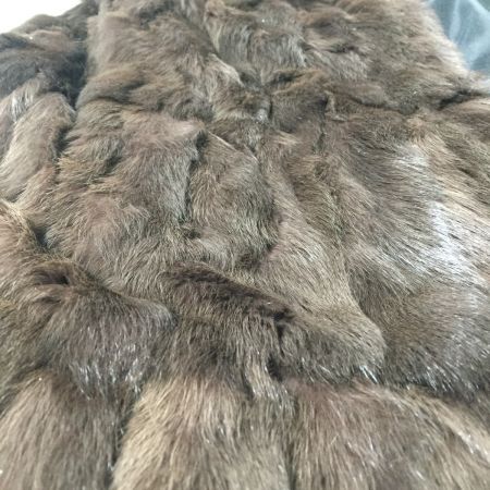   リバーシブル　フード付き　毛皮ハーフコート　 ブラウン ラビットファー　サイズ11　中古品