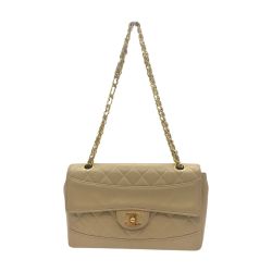 ◎◎ CHANEL シャネル ショルダーバッグ シングルフラップマトラッセ ラムスキン ベージュ チェーンショルダーゴールド金具  90181824 ベージュ Cランク