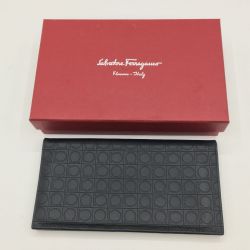◎◎ Salvatore Ferragamo サルヴァトーレフェラガモ 長札入れ 財布　メンズ　レザー　箱付 669412 ブラック Cランク